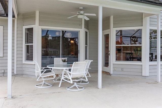 view of patio / terrace featuring ceiling fan