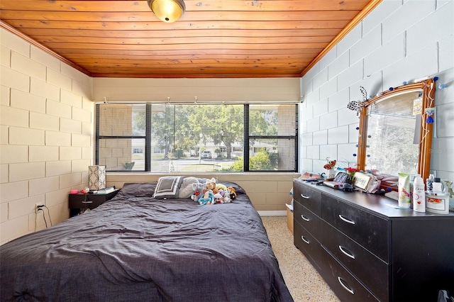 bedroom with wooden ceiling