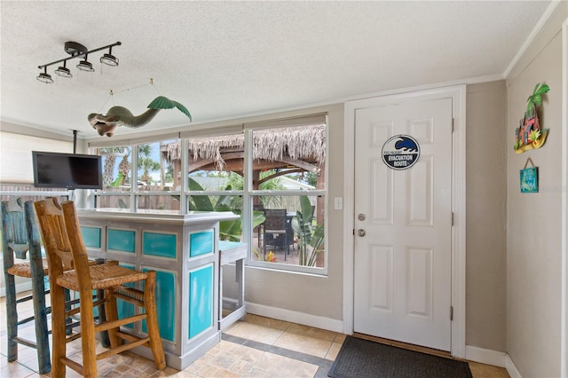 entryway with plenty of natural light and a textured ceiling