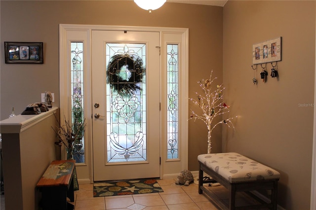 foyer entrance featuring tile flooring