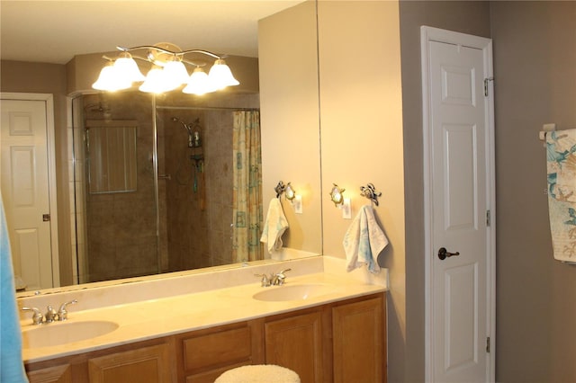 bathroom with double vanity