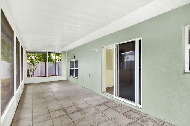 view of unfurnished sunroom