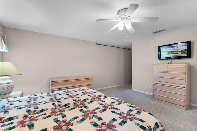 bedroom with carpet floors and ceiling fan