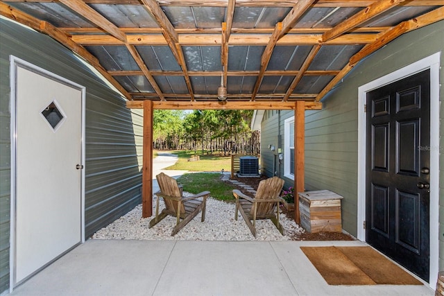 view of patio featuring central AC unit