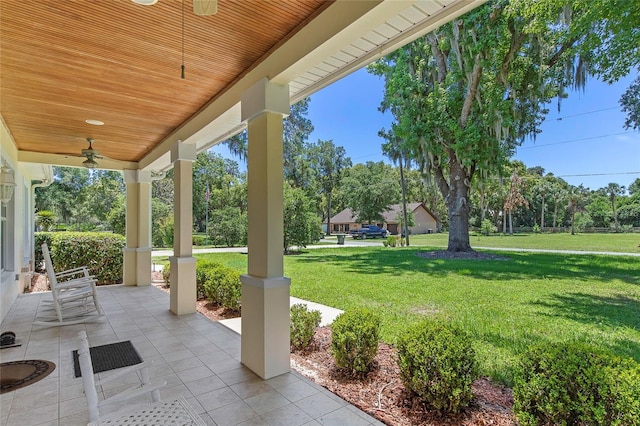 view of patio / terrace with ceiling fan