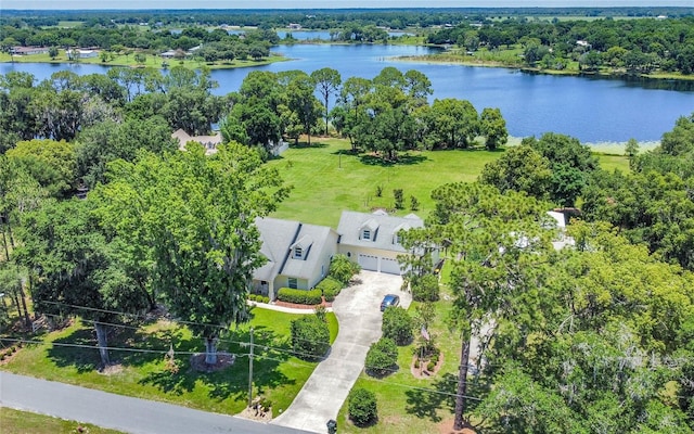 bird's eye view featuring a water view