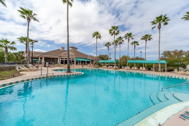 view of pool featuring a patio area