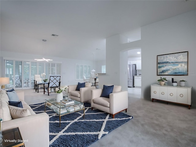 living room featuring carpet flooring