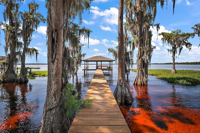 view of dock featuring a water view