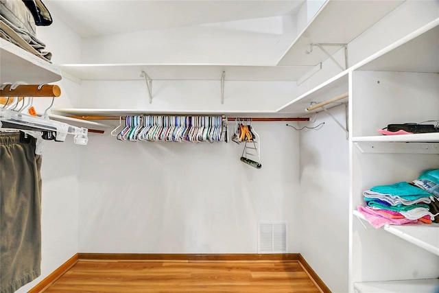 walk in closet featuring wood-type flooring