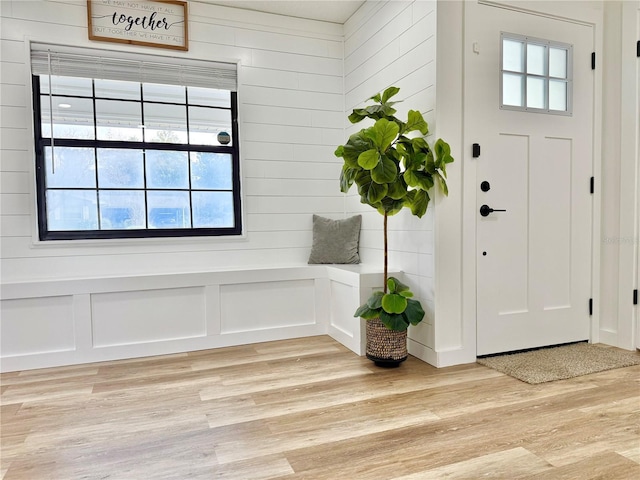 foyer with light wood-type flooring