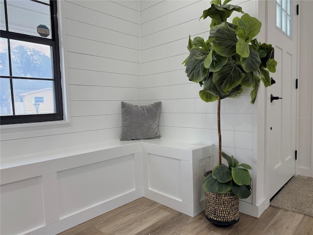 mudroom with light wood-type flooring