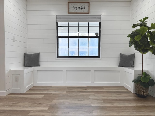 mudroom with light wood-style floors