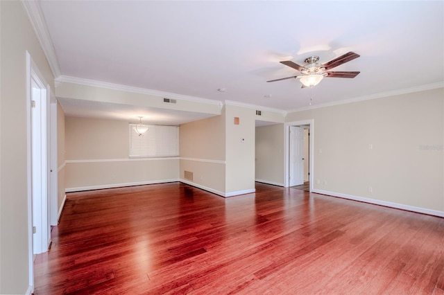 601 W Old Highway 441 Unit 11B, Mount Dora, FL 32757 - unfurnished room with wood finished floors, ornamental molding, baseboards, and a ceiling fan