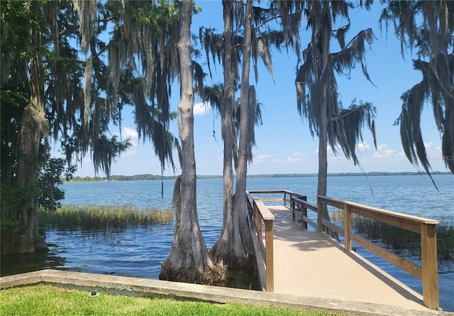 view of dock featuring a water view