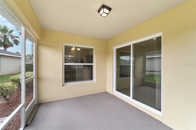 view of unfurnished sunroom