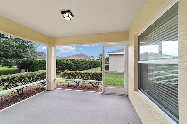 view of unfurnished sunroom