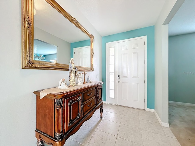 view of tiled foyer entrance