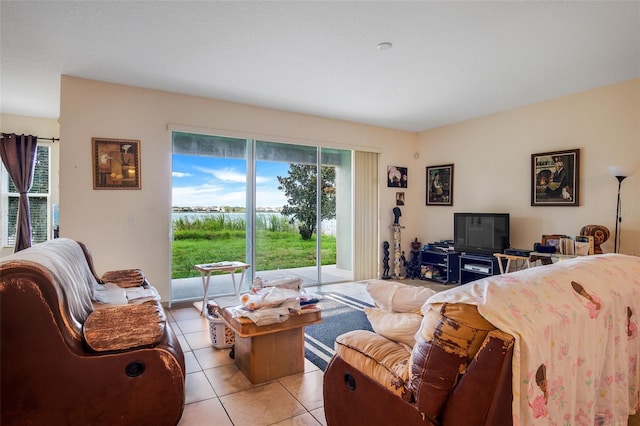 view of tiled living room