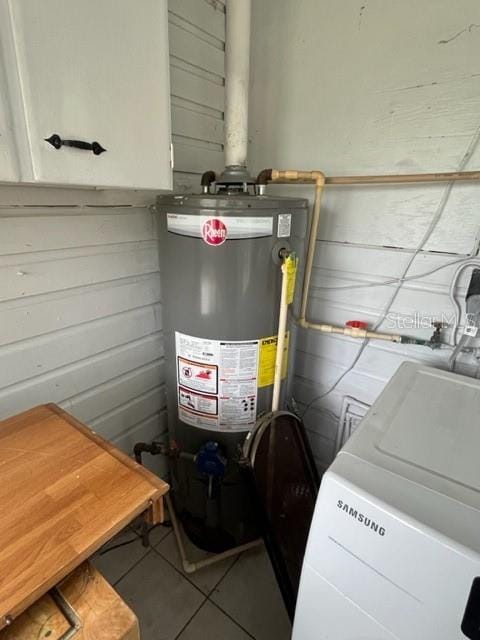 utility room featuring water heater