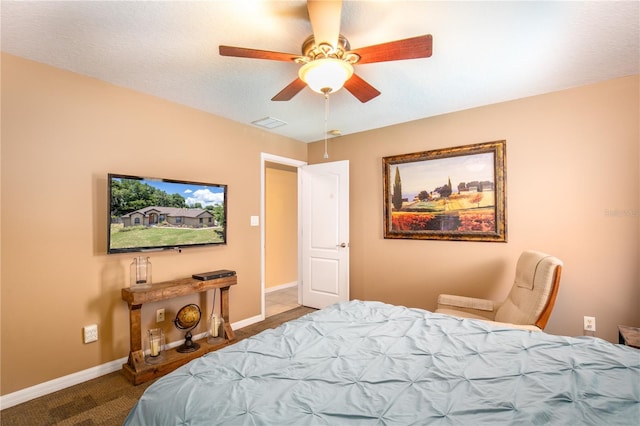 bedroom with carpet floors and ceiling fan