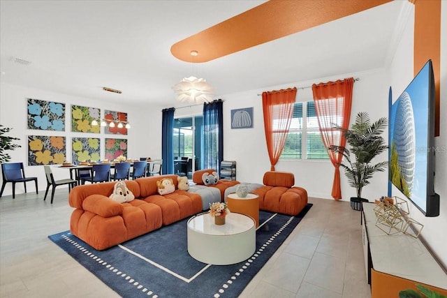 living room featuring plenty of natural light