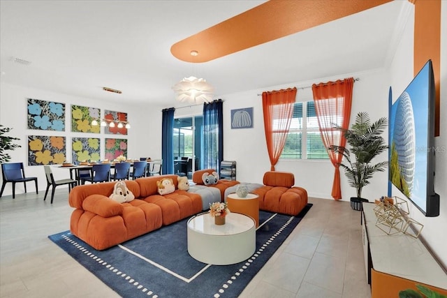 living area featuring visible vents