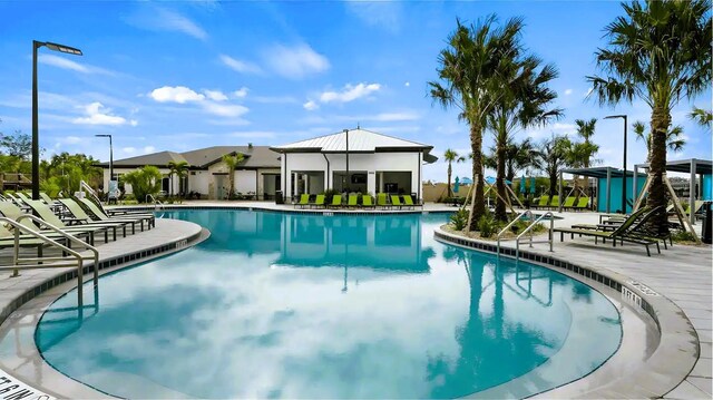 view of pool featuring a patio area