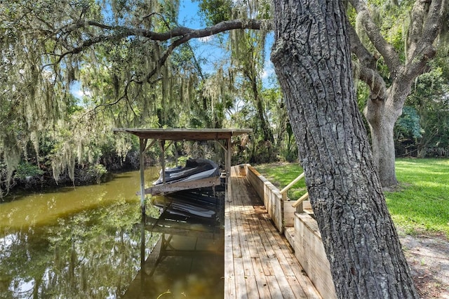 view of dock featuring a water view