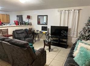 view of tiled living room