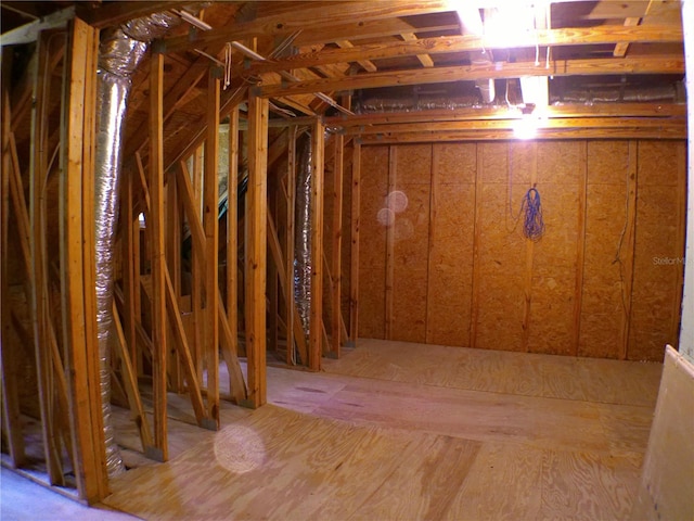 view of unfinished attic