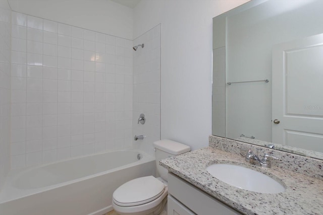 full bathroom with shower / washtub combination, vanity, and toilet