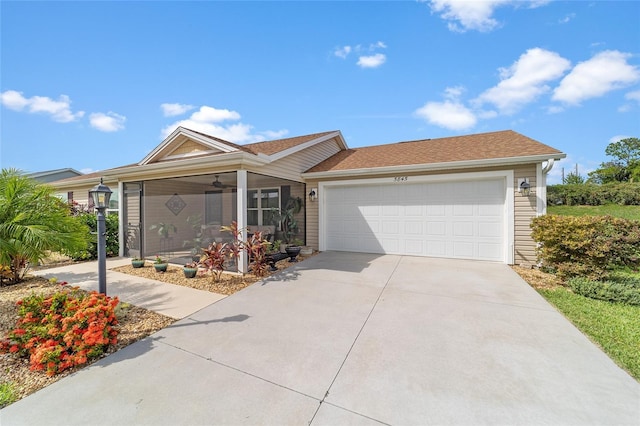 ranch-style home with a garage