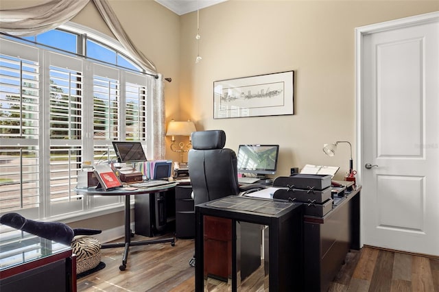 office featuring hardwood / wood-style floors