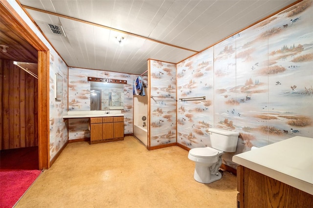 full bathroom featuring vanity, shower / tub combination, and toilet