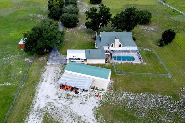 aerial view with a rural view