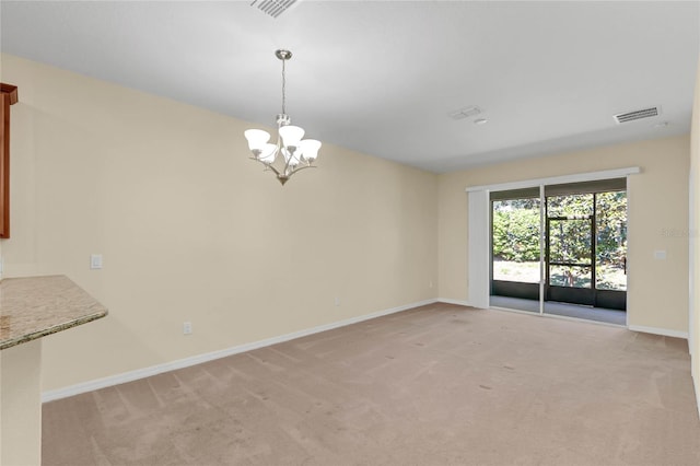 interior space with a chandelier