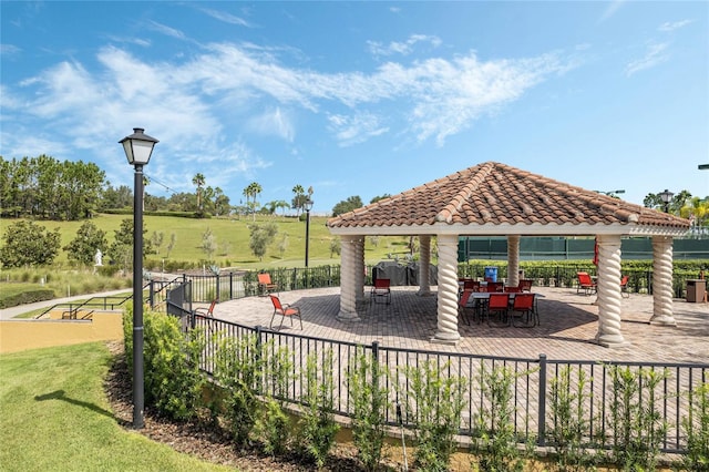 view of patio featuring a gazebo