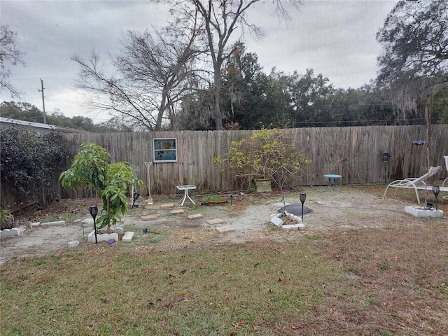 view of yard featuring a fenced backyard