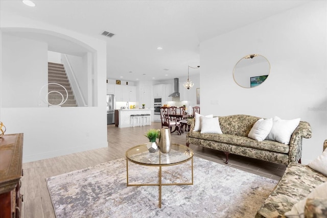 living room with wood-type flooring