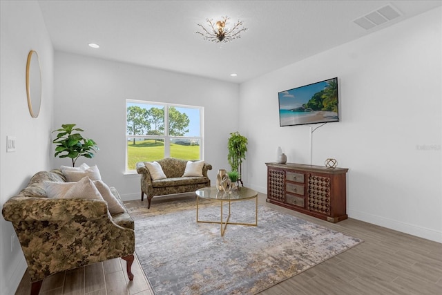 living room featuring light hardwood / wood-style flooring