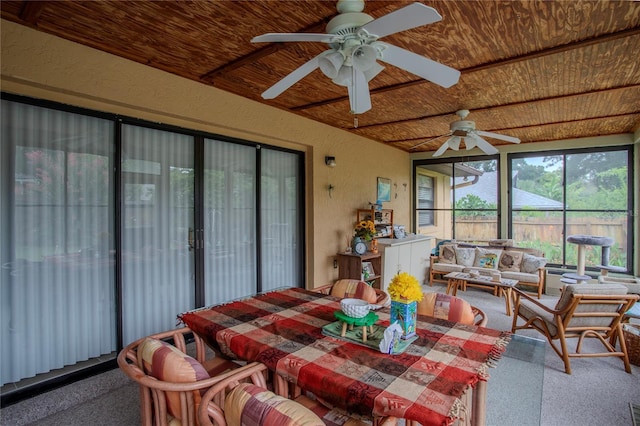 sunroom / solarium with wood ceiling