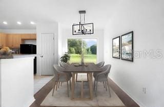 dining room with an inviting chandelier