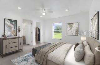 bedroom featuring ceiling fan