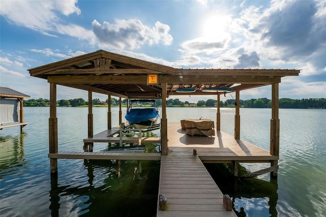 view of dock featuring a water view