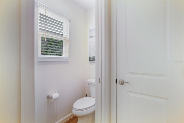 bathroom featuring toilet and hardwood / wood-style flooring