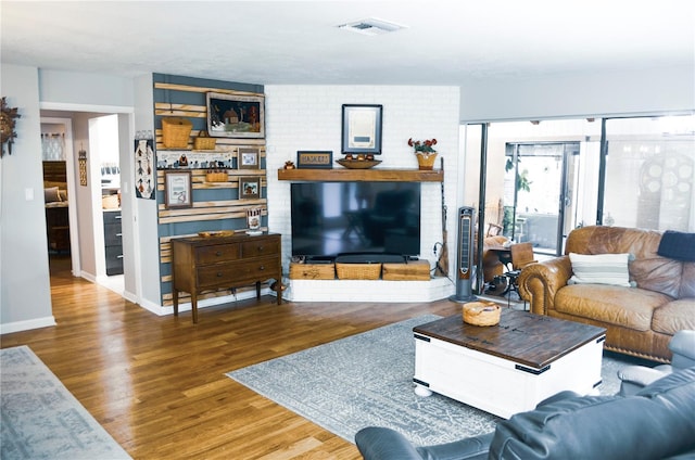 living room with wood-type flooring