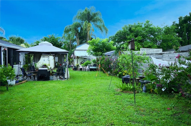 view of yard with a gazebo