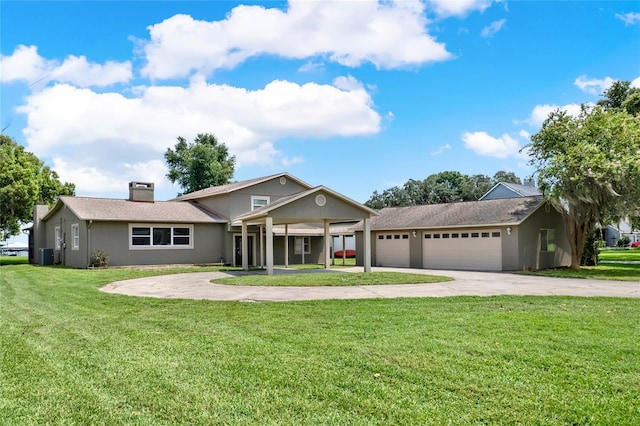 view of front of home with a front lawn