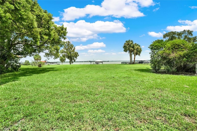 view of yard featuring a water view